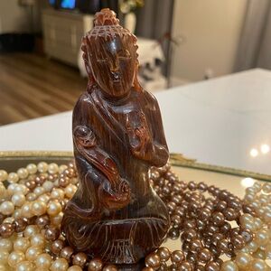 Antique Hand Carved Boxwood Quan Yin